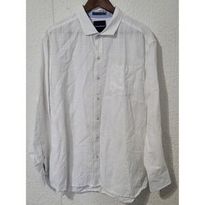 Tommy Bahama Xl Men's Shirt White Linen Blend Long Sleeve Pocket